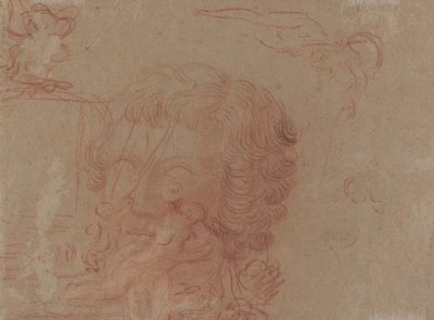 Figurenskizzen und eine Kopie nach einem skulptierten Kopf (verso) von Antoine Watteau