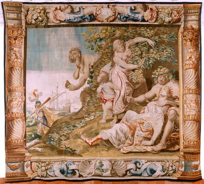 Flämische Tapisserie. Serie Geschichte des Theseus. Theseus verlässt Ariadne auf der Insel Naxos. Achter Wandteppich in der Serie. Modell Anthonis Sallaert. Herstellung Jan Raes der Jüngere, Brüssel. Ca 1630. von Antoine or Anthonis Sallaert