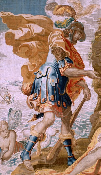 Flämischer Wandteppich. Serie Geschichte des Theseus. Theseus erhält Minos