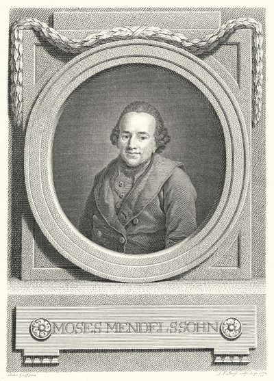 Moses Mendelssohn, deutscher jüdischer Philosoph (Stich) von Anton (after) Graff