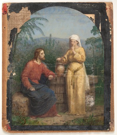 Ölskizze zu Jesus und die Samariterin am Brunnen von Anton Dorph