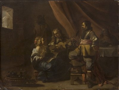 Musizierende Gesellschaft in einem Interieur von Anton Goubau
