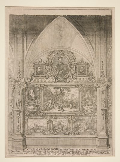 Innenarchitektonische Nische mit Porträts und Genrebildern von Anton Joseph von Prenner