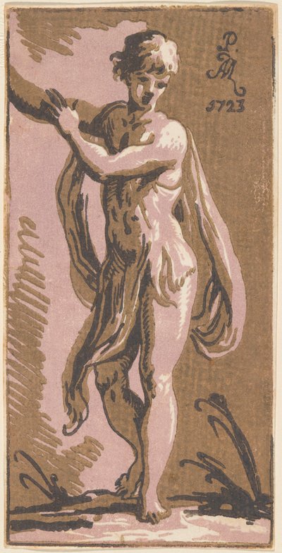 Ein stehender Jüngling, der nach rechts zeigt von Anton Maria Zanetti I, after Parmigianino