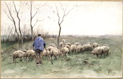 Ein Hirte und seine Herde von Anton Mauve
