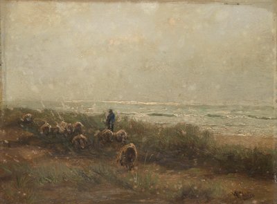 Landschaft mit einem Schafhirten am Meer von Anton Mauve