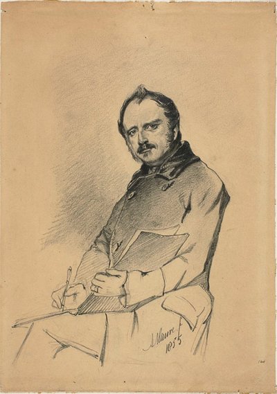 Porträt eines Mannes beim Schreiben von Anton Mauve