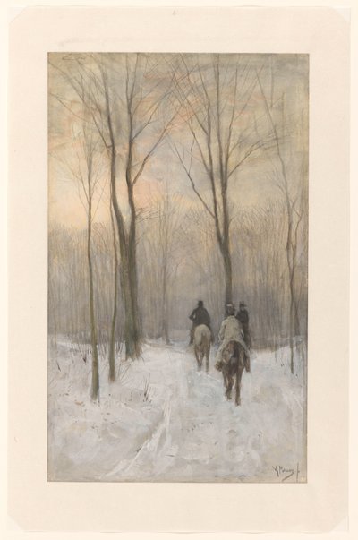 Reiter im Schnee im Haagse Bos von Anton Mauve