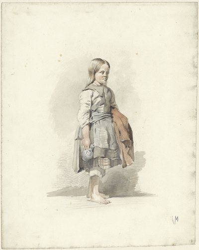 Stehendes Mädchen mit Krug und Mantel unter dem Arm von Anton Mauve