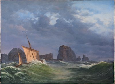 Ein Shetland-Fischerboot im stürmischen Wetter nördlich der Orkney-Inseln von Anton Melbye