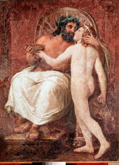 Jupiter und Ganymed. Zeus küsst seinen Geliebten Ganymed. Fresko auf Leinwand von Anton Raphael Mengs von Anton Raphael Mengs