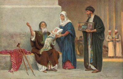 Maria und Josef präsentieren das Jesuskind Simeon von Anton Robert Leinweber