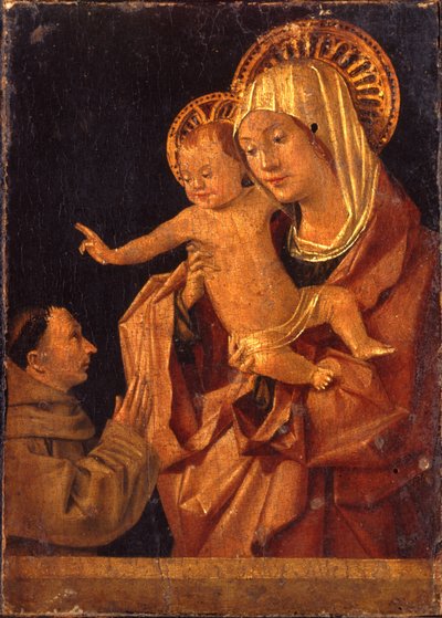 Die Madonna und das Kind mit einem Franziskanermönch in Anbetung von Antonello da Messina