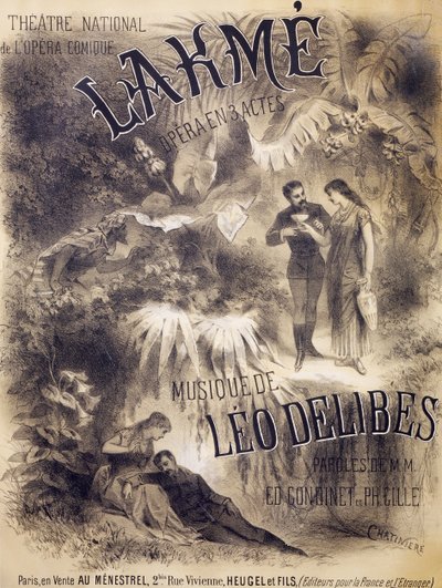 Plakat für Lakmé, Oper mit Libretto von Edmond Gondinet und Philippe Gille, Musik von Léo Delibes, Théâtre National de l