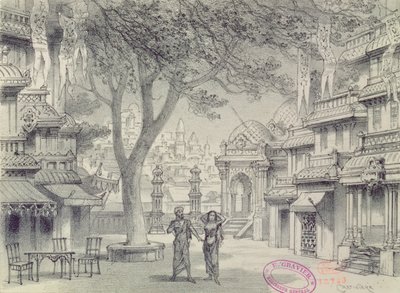 Bühnenbild für Akt II der Oper Lakme, von Leo Delibes (1836-91) von Antonin Marie Chatiniere