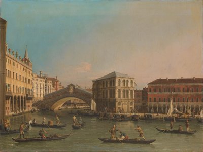 Der Canal Grande mit der Rialtobrücke und dem Fondaco dei Tedeschi von Antonio (studio of) Canaletto