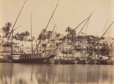 Blick auf Assuan - Entlang des Nils, 1870er - 1880er Jahre von Antonio Beato