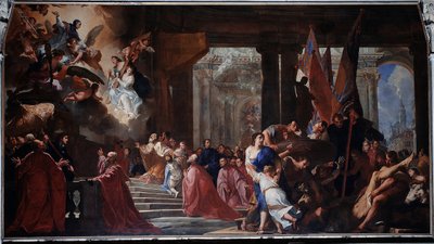 Gelübde des Dogen Nicolo Contarini an den seligen Lorenzo Giustiniani, dass er für die Befreiung Venedigs von der Pest von 1630 eintreten möge von Antonio Bellucci