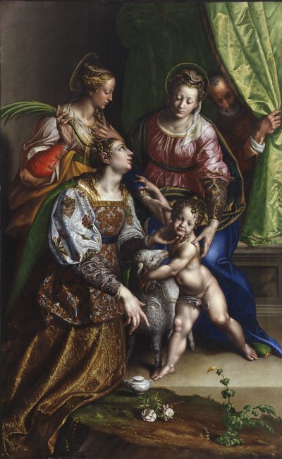 Madonna mit Kind, St. Joseph, St. Katharina und St. Agnes von Antonio Campi