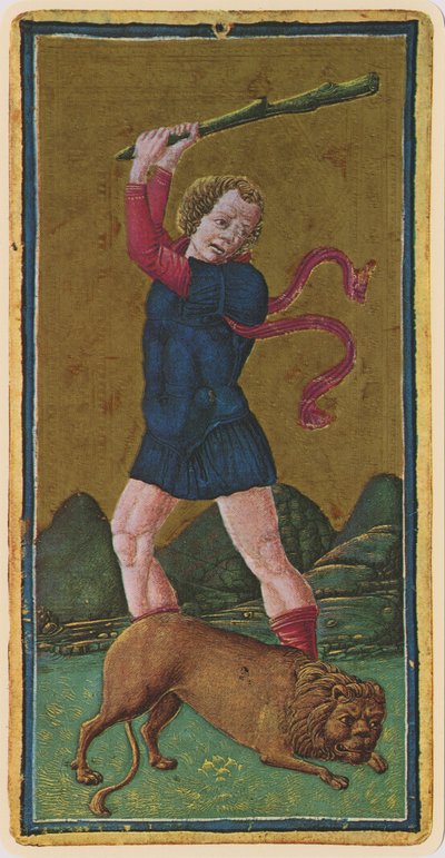 Stärke, Faksimile einer Tarotkarte aus dem Visconti-Deck, 1441-47 von Antonio Cicognara