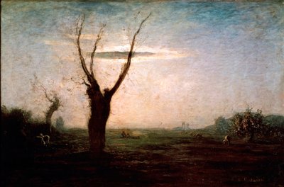 April Landschaft des späten Winters mit einem Baum ohne Blätter von Antonio Fontanesi