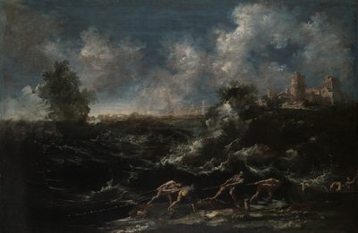 Meereslandschaft mit Fischer, der Netze herauszieht von Antonio Francesco Peruzzini