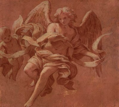 Putto und Engel, die ein Band halten, 1706 von Antonio Franchi