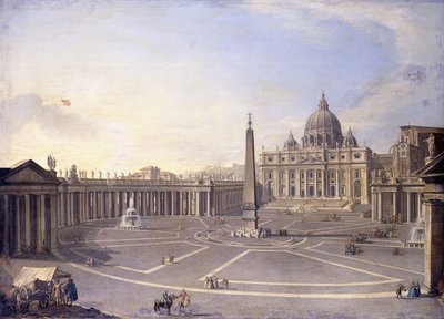 Ansicht von St. Peter, Rom mit Berninis Kolonnade und einer Prozession in Kutschen von Antonio Joli