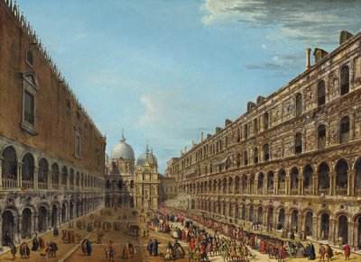 Prozession im Hof des Dogenpalastes, Venedig, 1742 oder später von Antonio Joli