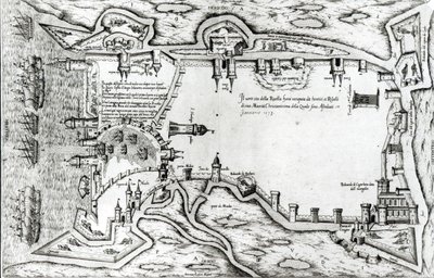 Karte, die La Rochelle zeigt, besetzt von den Hugenotten von Antonio Lafreri