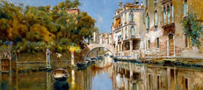Kanal in Venedig im Sonnenschein von Antonio Maria de Reyna Manescau