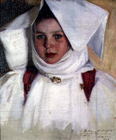 Mädchen im weißen Kleid und Mütze von Antonio Ortiz Echague