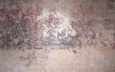 Kampfturnier, Fragment eines Wandgemäldes aus der Sala del Pisanello (ehemals Sala dei Principi) von Antonio Pisanello