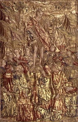 Johannes der Täufer predigt der Menge, Wandteppich mit Szenen aus dem Leben des Heiligen von Antonio Pollaiuolo