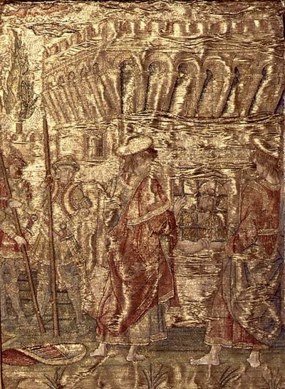 Die Jünger besuchen Johannes den Täufer im Gefängnis, Wandteppich mit Szenen aus dem Leben des Heiligen von Antonio Pollaiuolo