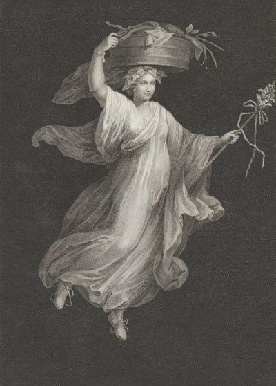 Eine Bacchantin trägt einen großen Korb auf dem Kopf und hält einen Stab in ihrer linken Hand, ca. 1795-ca. 1820 von Antonio Ricciani