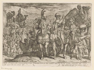 Abraham bringt Lot und seine Familie in sein eigenes Land. Alttestamentliche Kampfszenen von Antonio Tempesta
