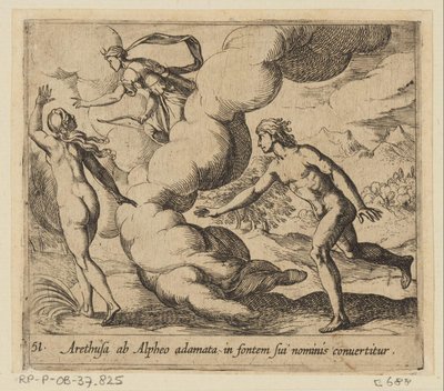 Arethusa wird von Alpheus verfolgt von Antonio Tempesta