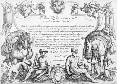 Frontispiz zu einer Serie von Jagdszenen, 1609 von Antonio Tempesta