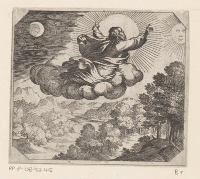 Gott erschafft die Sonne, den Mond und die Sterne (Serientitel: Die Schöpfung) von Antonio Tempesta