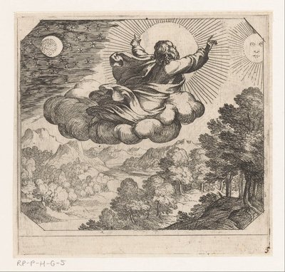 Gott erschafft die Sonne, den Mond und die Sterne von Antonio Tempesta