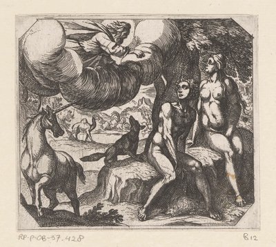 Gott tadelt Adam und Eva für ihren Ungehorsam von Antonio Tempesta