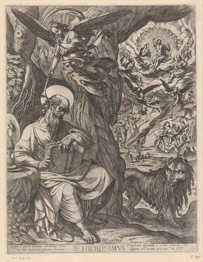 H. Hieronymus in der Wildnis, das Jüngste Gericht betrachtend von Antonio Tempesta