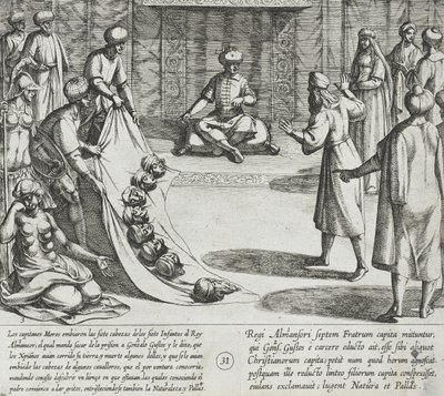 In der Gegenwart von Almanzor identifiziert Gonzalo Gustos die abgetrennten Köpfe seiner Söhne von Antonio Tempesta