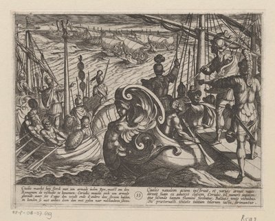 Niederländische und römische Schiffe am Rhein von Antonio Tempesta