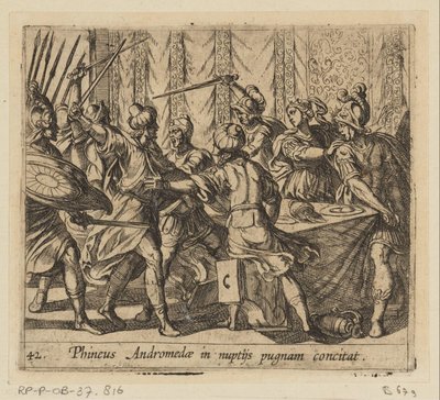 Phineus stört die Hochzeit von Perseus und Andromeda von Antonio Tempesta