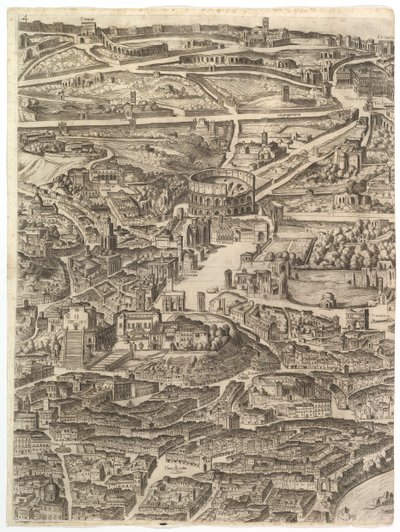 Plan der Stadt Rom. Teil 4 mit der Santa Maria in Aracoeli, dem Forum Romanum (1645) von Antonio Tempesta