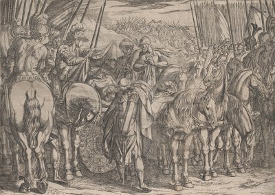 Tafel 10: Alexander findet den Körper von Darius, aus Die Taten Alexanders des Großen, 1608 von Antonio Tempesta