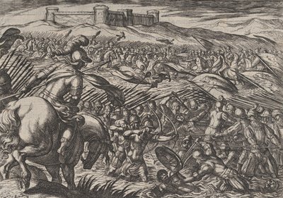 Tafel 29: Civilis überflutet das Land, indem er die Deiche verteidigend bricht, aus Der Krieg der R... , 1611 von Antonio Tempesta