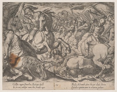 Tafel 4: Alexander kämpft gegen die Perser, aus Die Taten Alexanders des Großen, 1608 von Antonio Tempesta